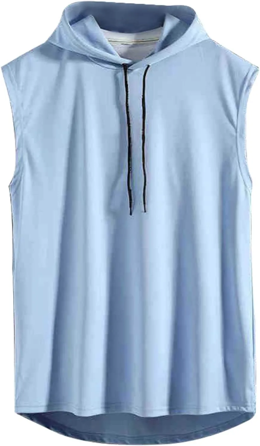 Mens Sleeveless Tank Tops with Hooded Breathable Quick Dry Summer Hoodie Trendy Solid Color Athletic Training Pullover