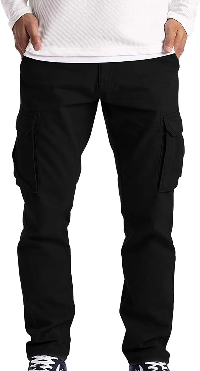 Men's Spring Casual Lightweight Cargo Pants Multi-Pocket Relaxed Fit Tactical Work Hiking Pants