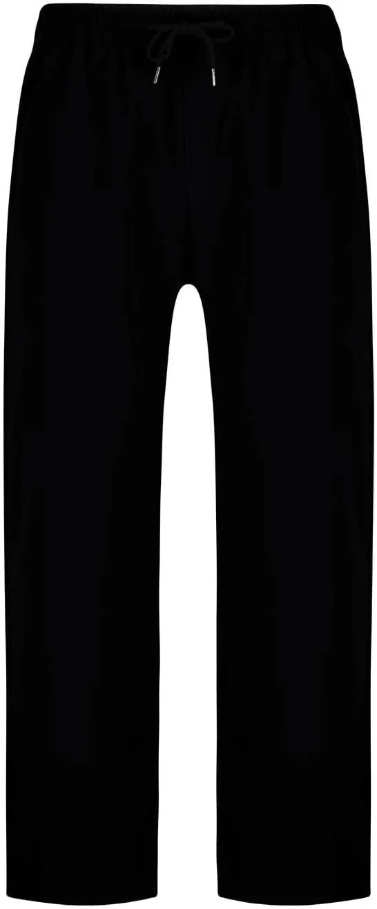 Mens Straight Leg Pants Casual Elastic Waist Drawstring Daily Casual Hiking Chino Cargo Trousers with Pockets