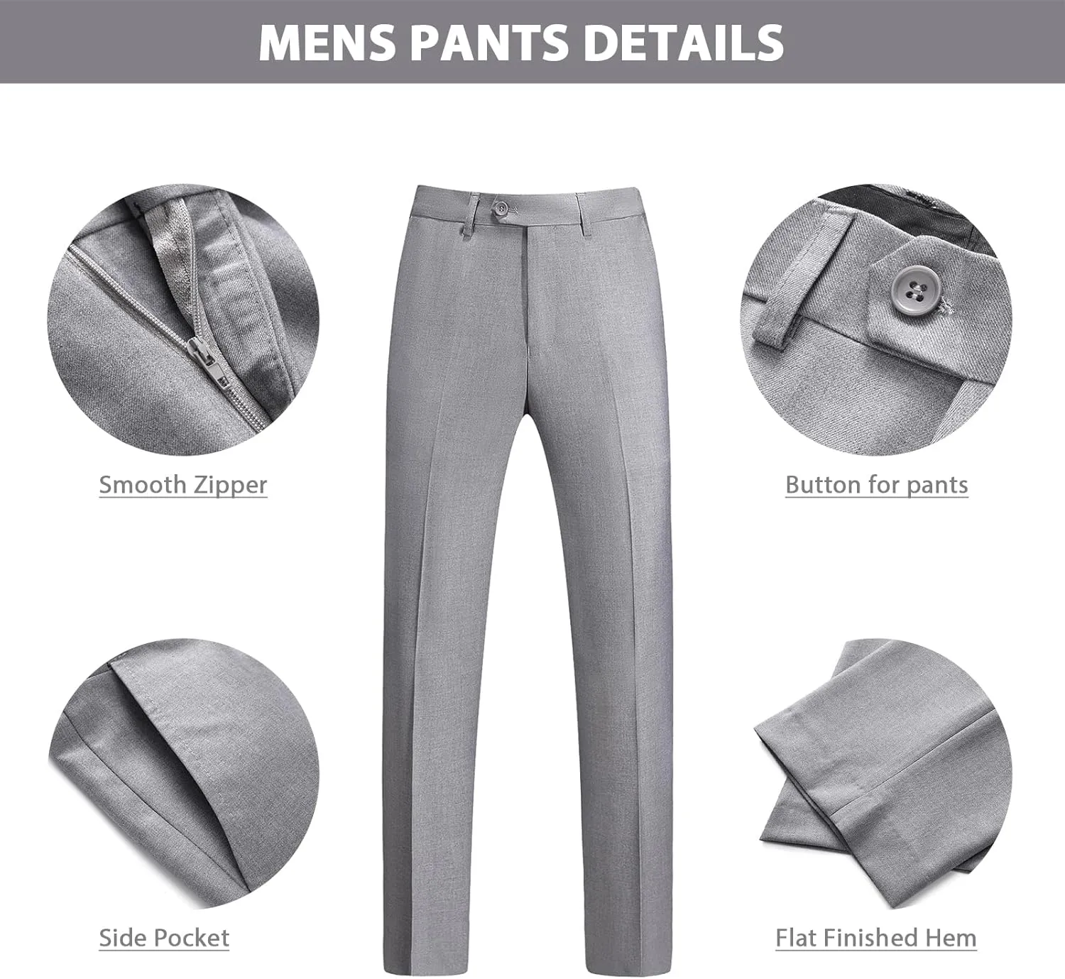 Mens Suits 2 Piece Slim Fit Casual One Button Solid Suits for Mens Business Wedding Party Jacket Blazer & Pants Set