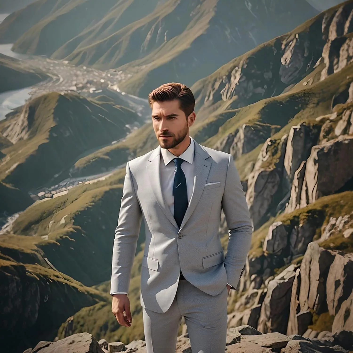 Mens Suits 2 Piece Slim Fit Casual One Button Solid Suits for Mens Business Wedding Party Jacket Blazer & Pants Set