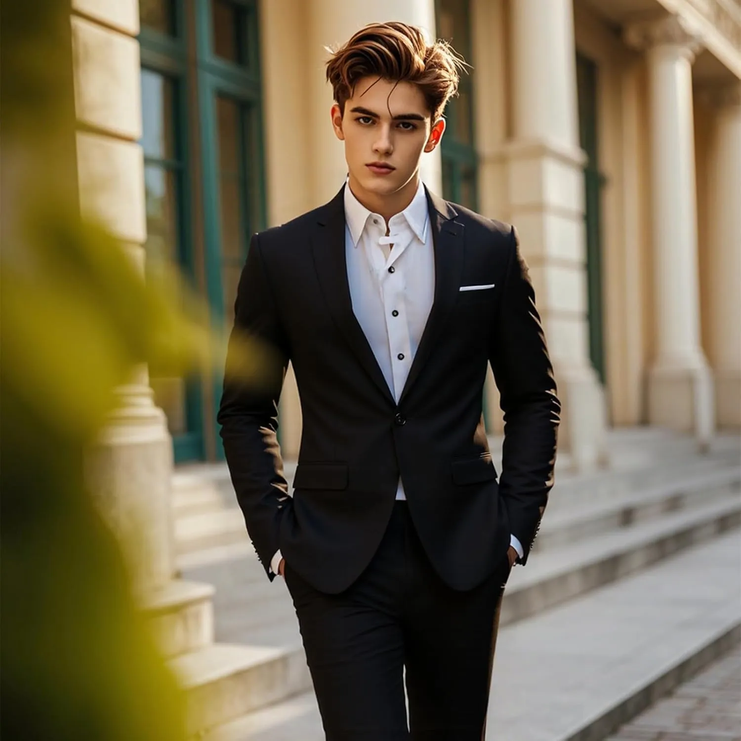 Mens Suits 2 Piece Slim Fit Casual One Button Solid Suits for Mens Business Wedding Party Jacket Blazer & Pants Set
