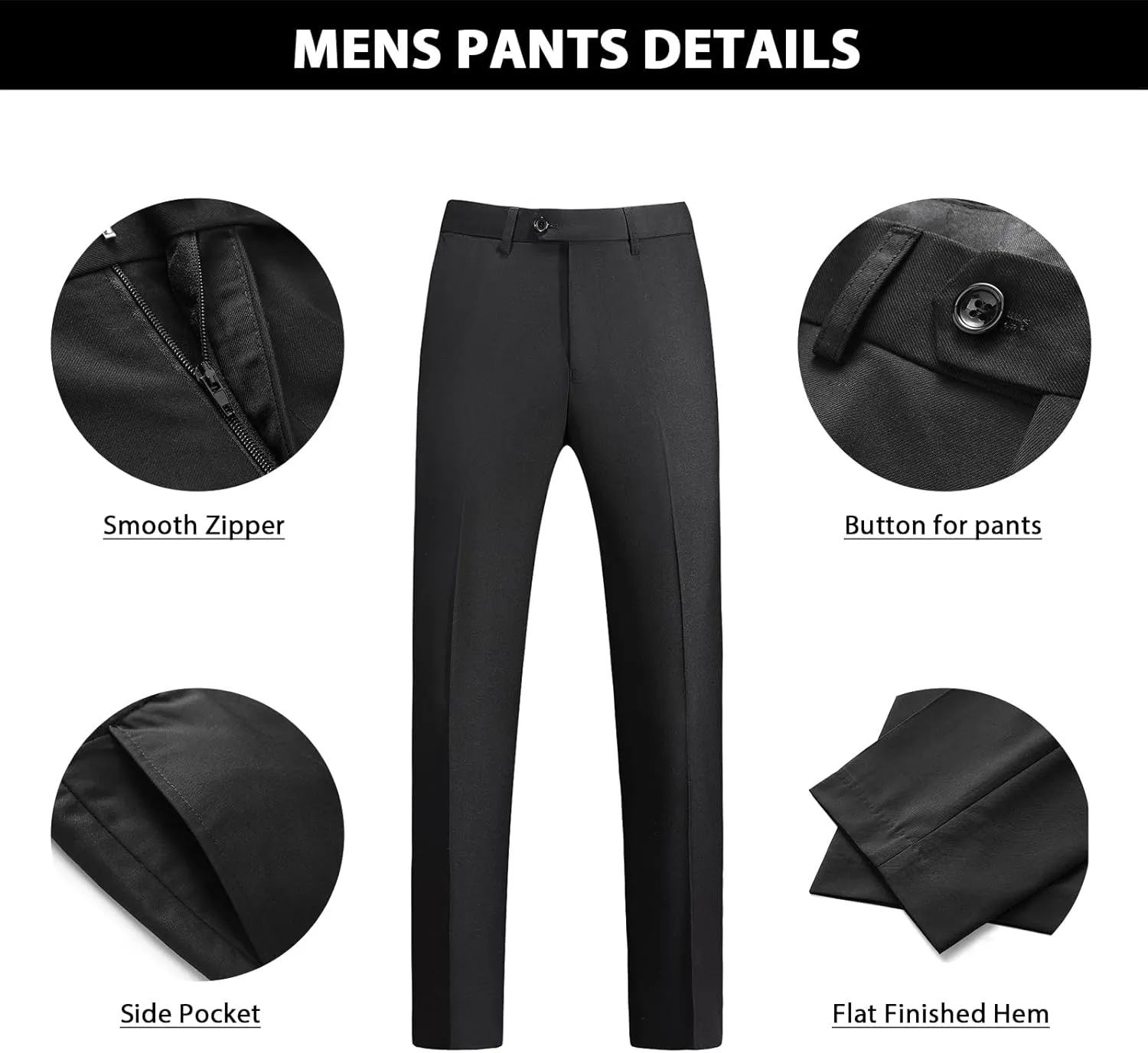 Mens Suits 2 Piece Slim Fit Casual One Button Solid Suits for Mens Business Wedding Party Jacket Blazer & Pants Set