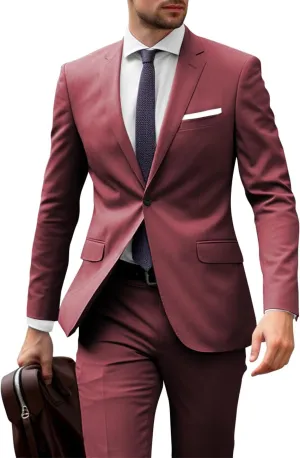 Men's Suits 2 Piece Slim Fit Suits for Men Business Casual Formal Wedding Prom Suits