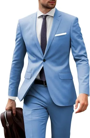 Men's Suits 2 Piece Slim Fit Suits for Men Business Casual Formal Wedding Prom Suits