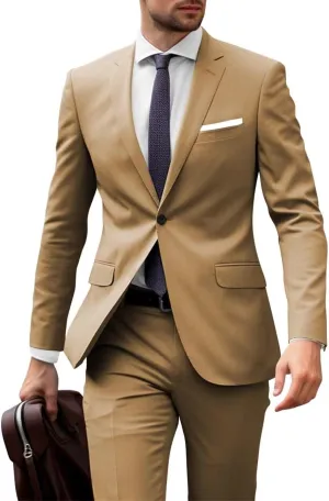 Men's Suits 2 Piece Slim Fit Suits for Men Business Casual Formal Wedding Prom Suits