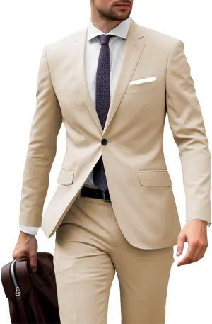 Men's Suits 2 Piece Slim Fit Suits for Men Business Casual Formal Wedding Prom Suits