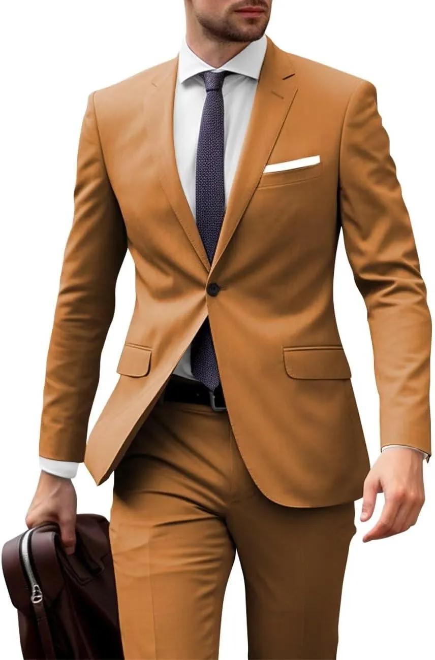 Men's Suits 2 Piece Slim Fit Suits for Men Business Casual Formal Wedding Prom Suits