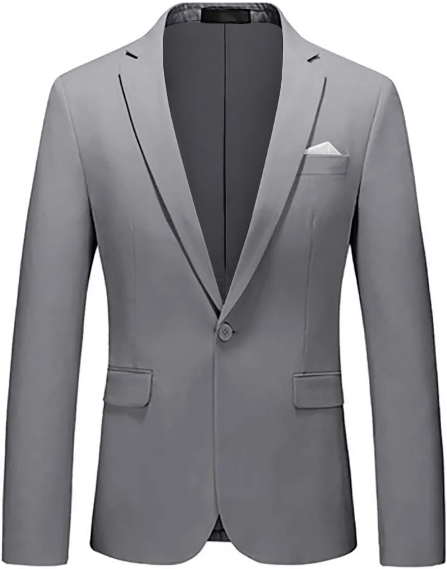 Mens Suits Slim Fit 3 Pieces Suits for Men One Button Solid Tuxedo Blazer Jacket Vest & Pants Set Prom Business Wedding