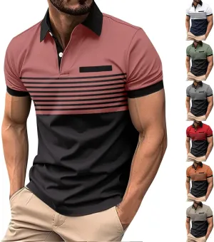 Men's Summer Casual Stylish Polo Shirts Zip-Up Lapel Short-Sleeved Tops Workout Sports Tops Classic Golf Shirts
