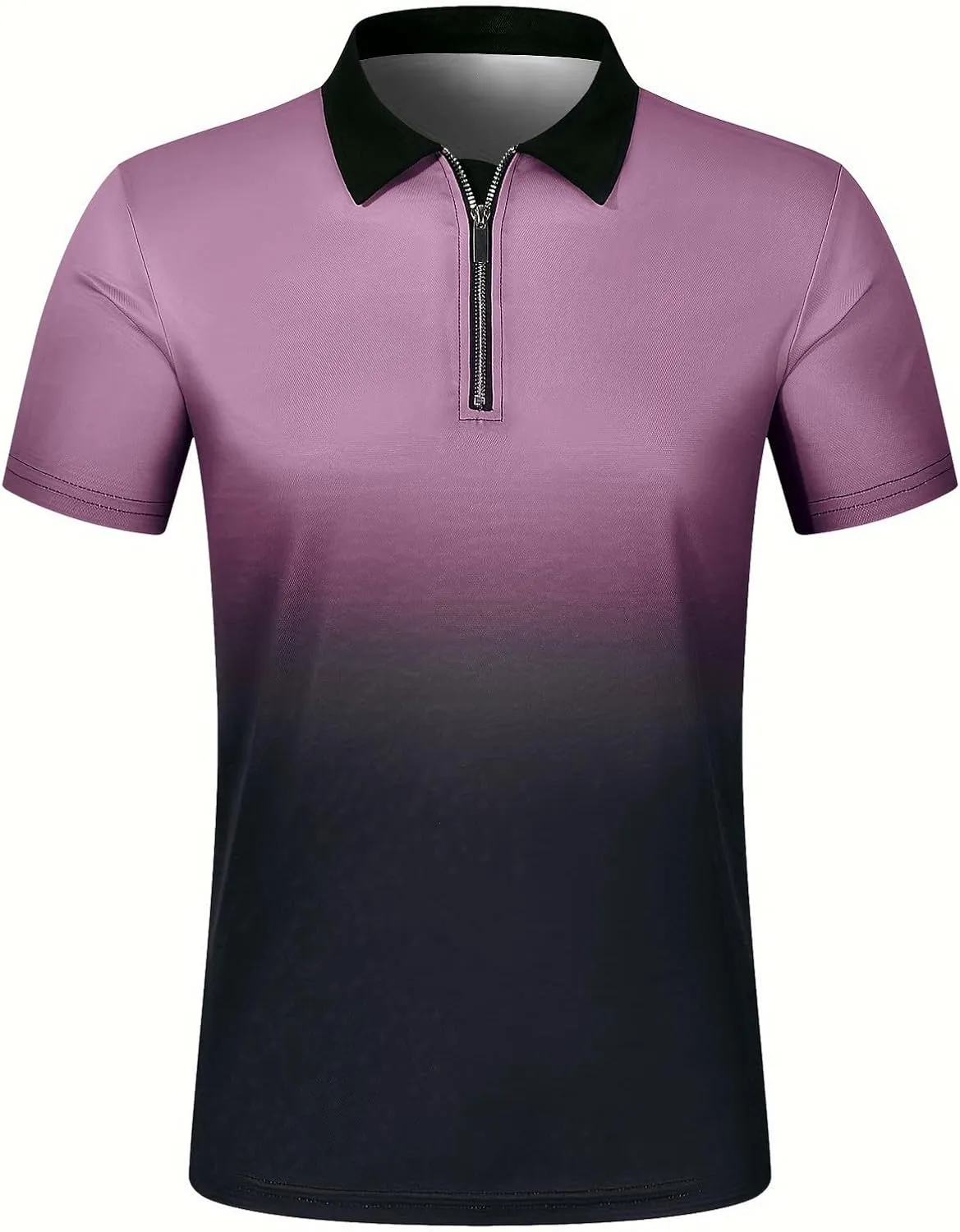 Men's Summer Casual Stylish Polo Shirts Zip-Up Lapel Short-Sleeved Tops Workout Sports Tops Classic Golf Shirts
