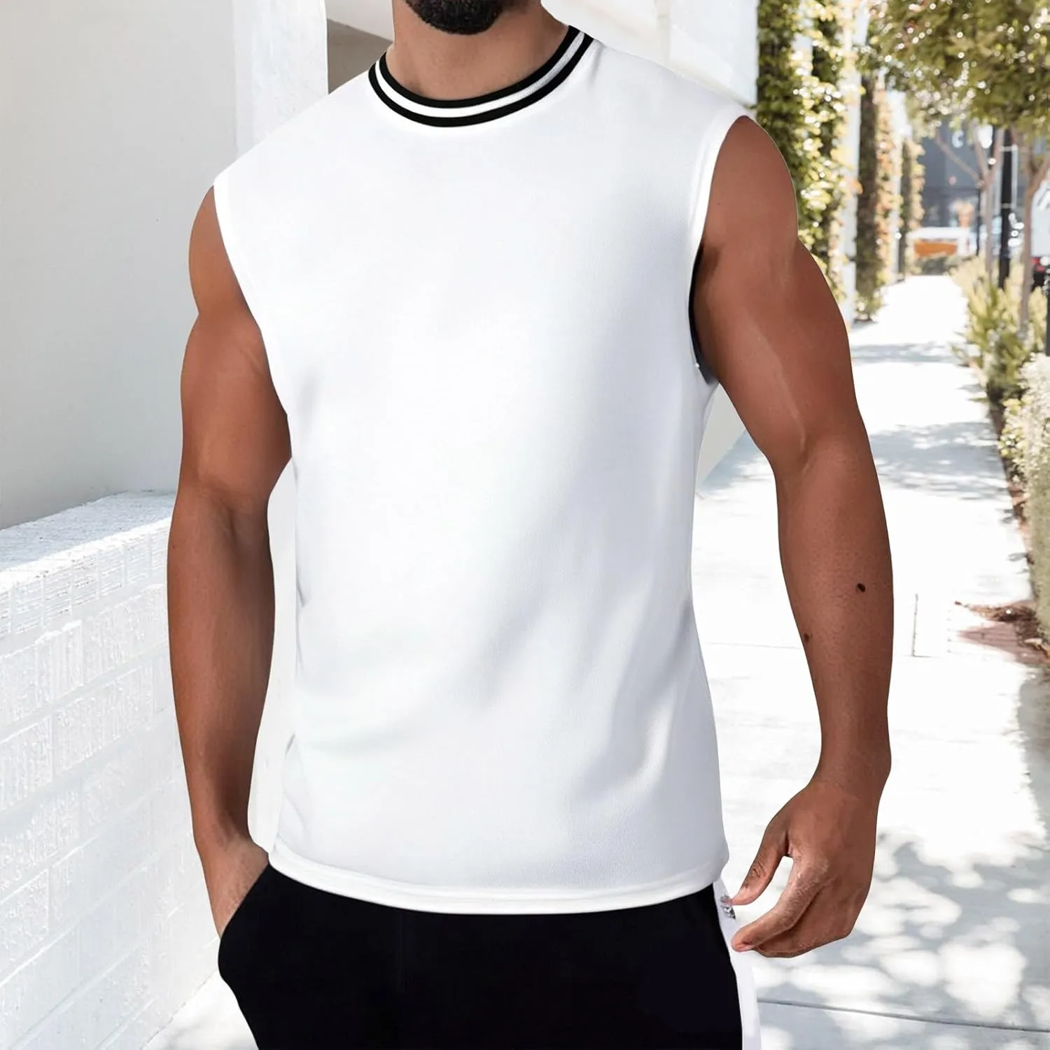 Men's Tank Top Casual Sleeveless Gym Muscle Cut Off Shirts Cotton Dry Fit Moisture Wicking Athletic Workout Shirt