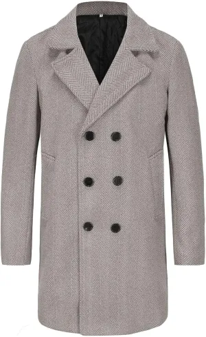 Men's Trench Coat Warm Windproof Overcoat Winter Coat for Men Casual Windbreaker Classic Pea Coat Long Jackets