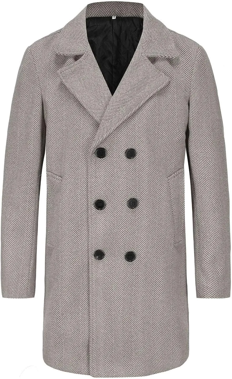 Men's Trench Coat Warm Windproof Overcoat Winter Coat for Men Casual Windbreaker Classic Pea Coat Long Jackets