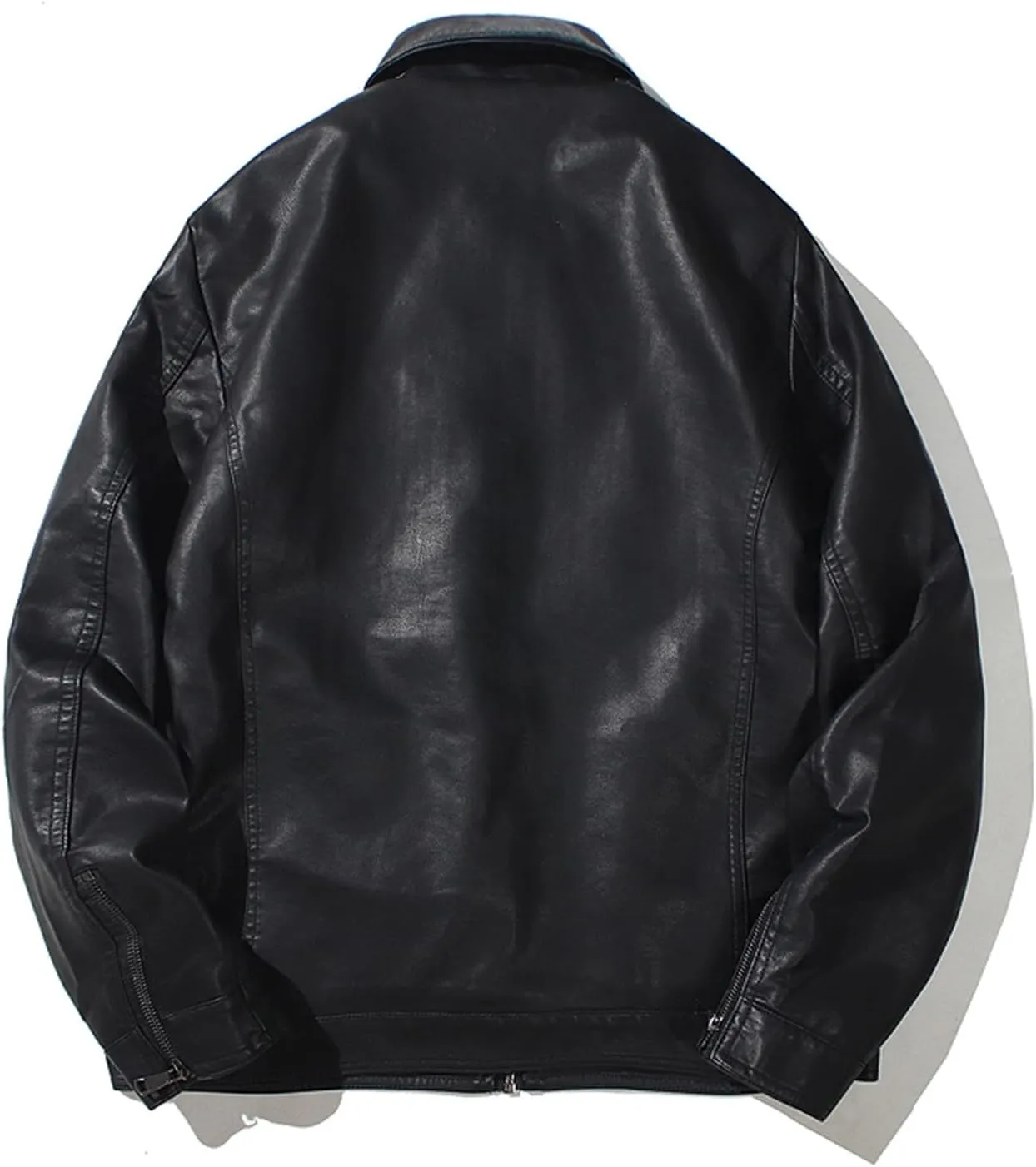 Men's Vintage Casual Racing Biker Jacket, PU Street Motorcycle Lightweight Faux Leather Jacket with Pockets