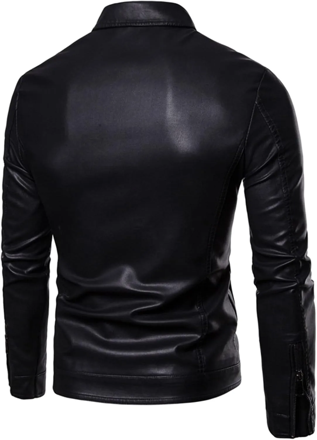 Men's Vintage Casual Racing Biker Jacket, PU Street Motorcycle Lightweight Faux Leather Jacket with Pockets