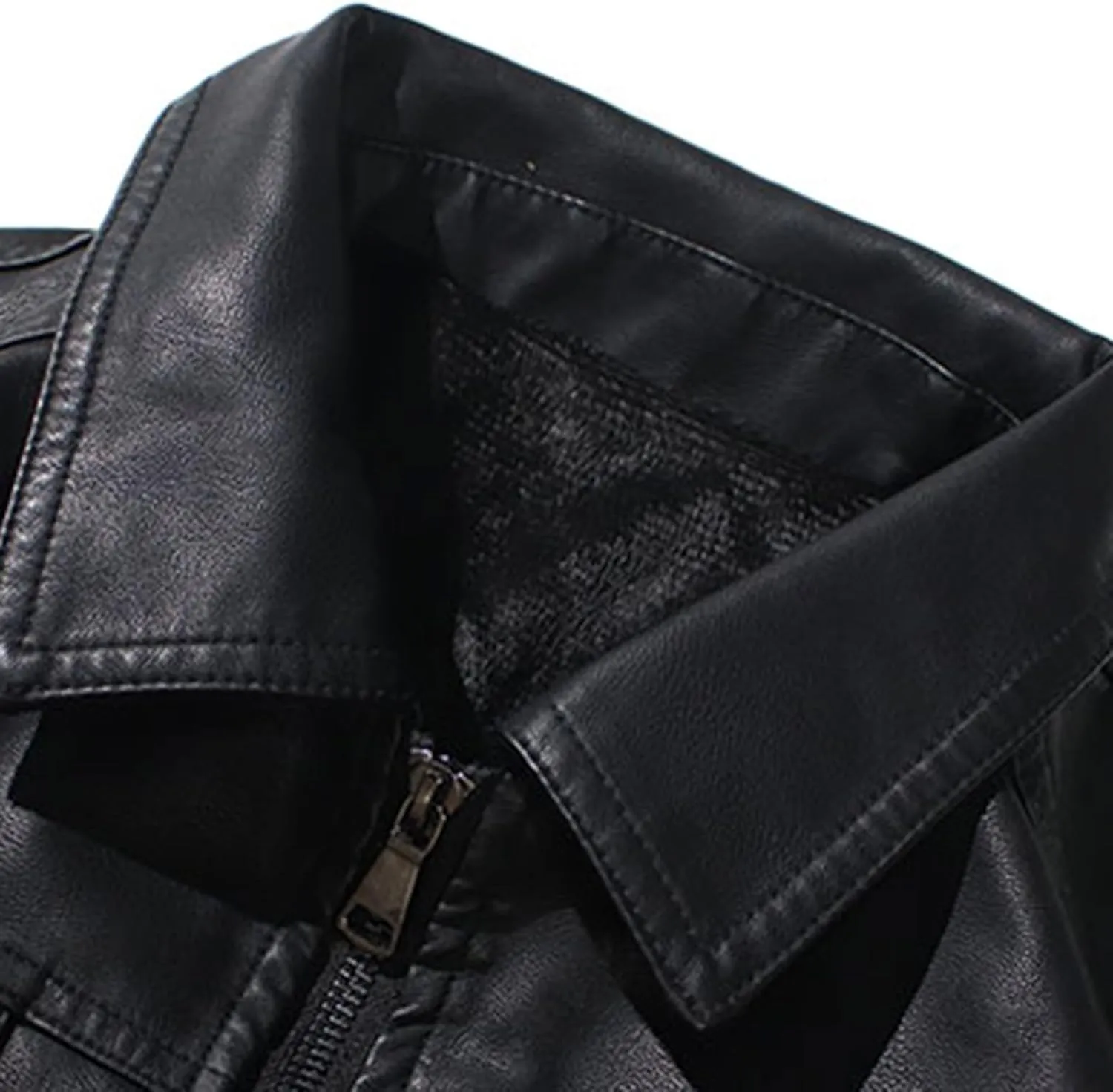 Men's Vintage Casual Racing Biker Jacket, PU Street Motorcycle Lightweight Faux Leather Jacket with Pockets