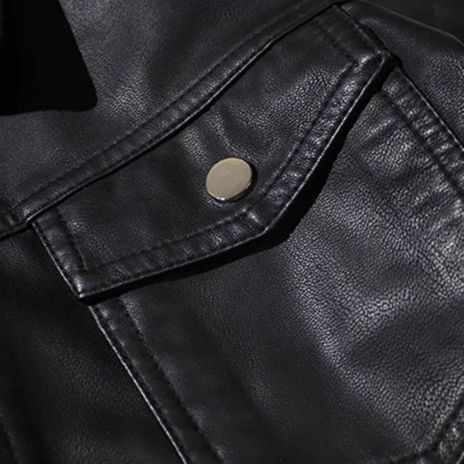 Men's Vintage Casual Racing Biker Jacket, PU Street Motorcycle Lightweight Faux Leather Jacket with Pockets