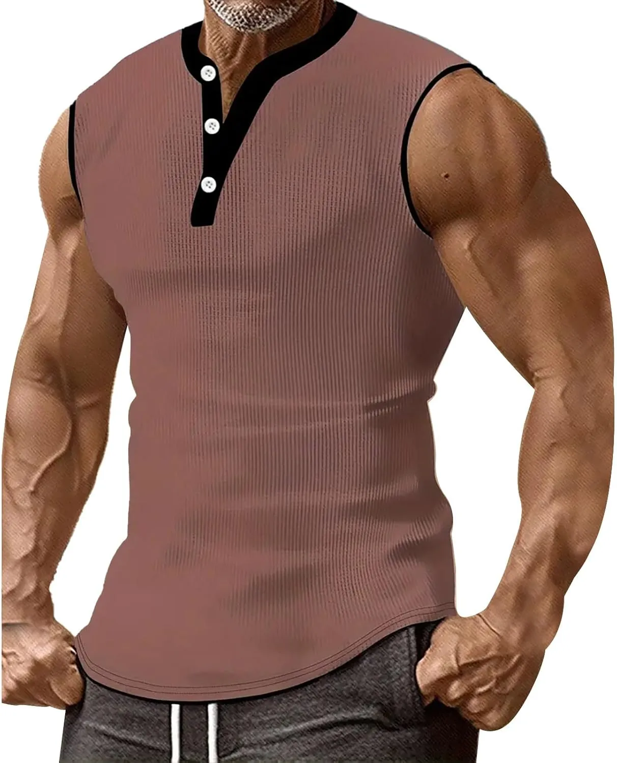 Men's Waffle Tank Tops Athletic Bodybuilding Gym Sleeveless Workout Muscle Cut Off Shirts Drying Compression Shirt