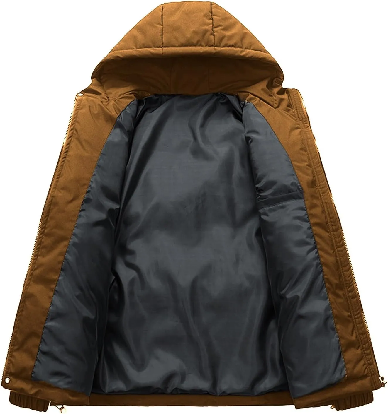 Men's Warm Puffer Jacket Men's Autumn and Winter Simple Comfortable Warm Plus Size Hooded Medium Warm Winter Coats