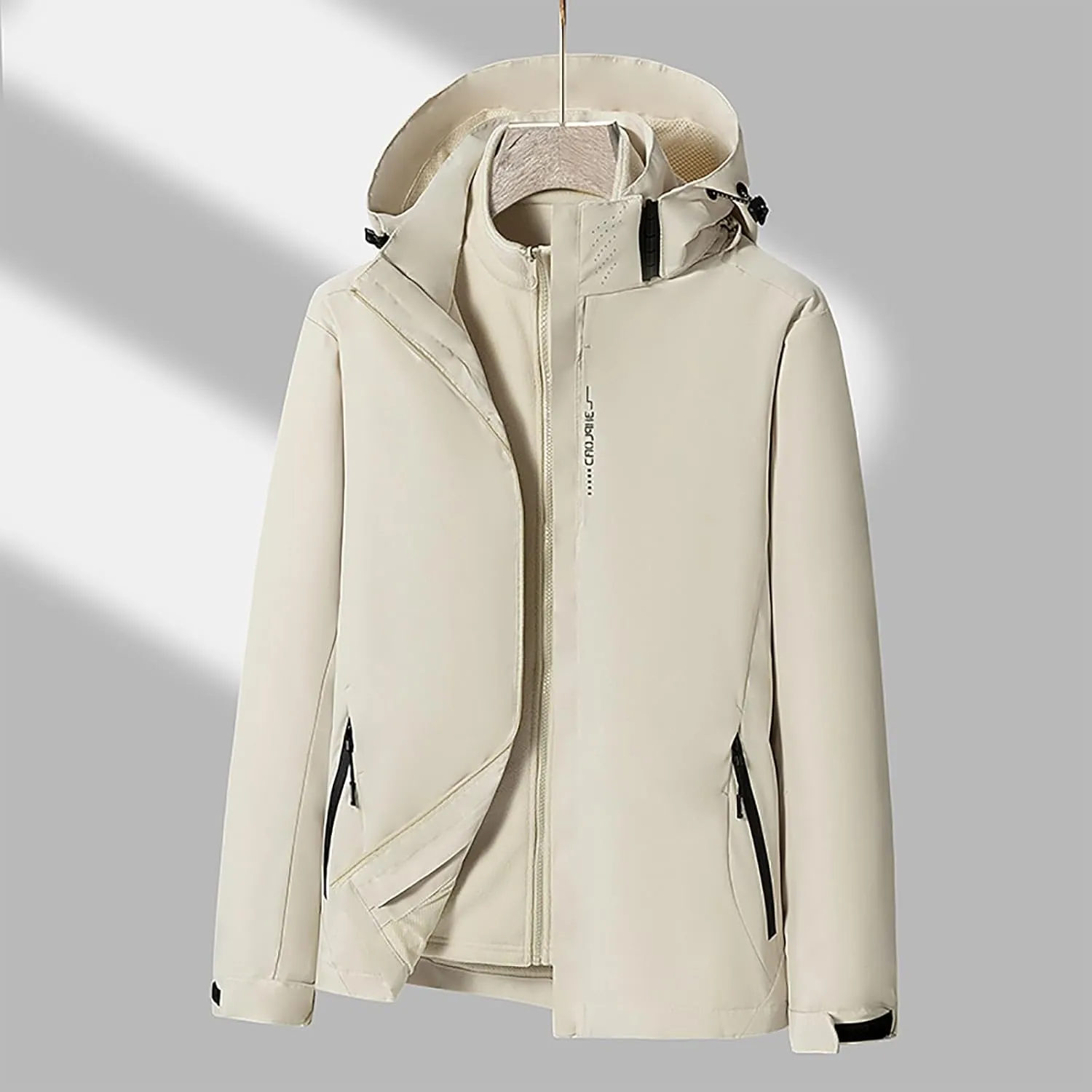 Mens Windproof Jacket Waterproof Lightweight Mountain Sport Jackets for Men Fleece Lined Hooded Windbreaker Raincoat