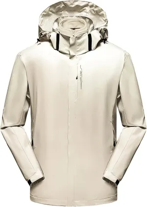 Mens Windproof Jacket Waterproof Lightweight Mountain Sport Jackets for Men Fleece Lined Hooded Windbreaker Raincoat