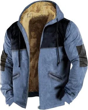 Men'S Winter Coats Solid Color Zipper Hooded Warm Windbreaker Jackets Oversized Heavy Hoodie