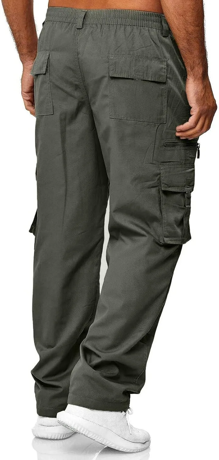 Mens Workout Cargo Sweatpants Sweatpants Open Bottom Straight Leg Casual Loose Fit Baggy Athletic Jogger Pants with
