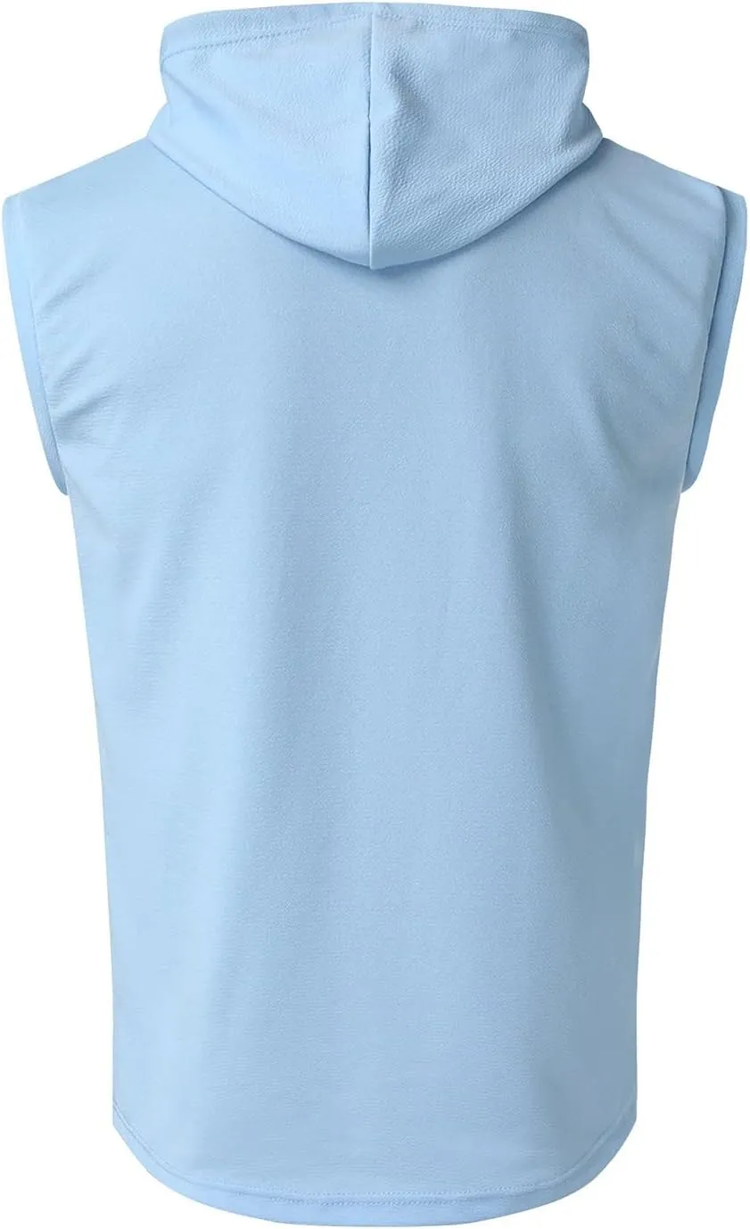 Men's Workout Hooded Tank Tops Summer Quick Dry Sleeveless Muscle Cut Off Shirts Bodybuilding Gym Athletic Vests Tee