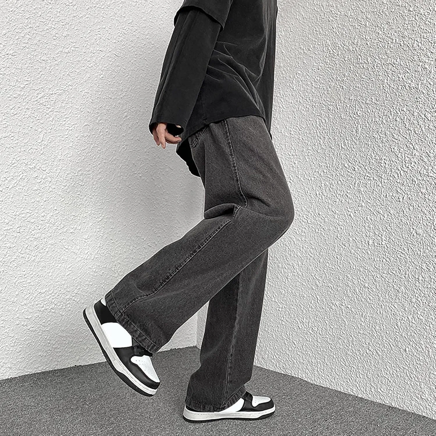 Men's Y2K Jeans Vintage Hip Hop Style Denim Pants Fashion Big Relaxed Fit Straight Leg Jeans Baggy Wide Leg Pants