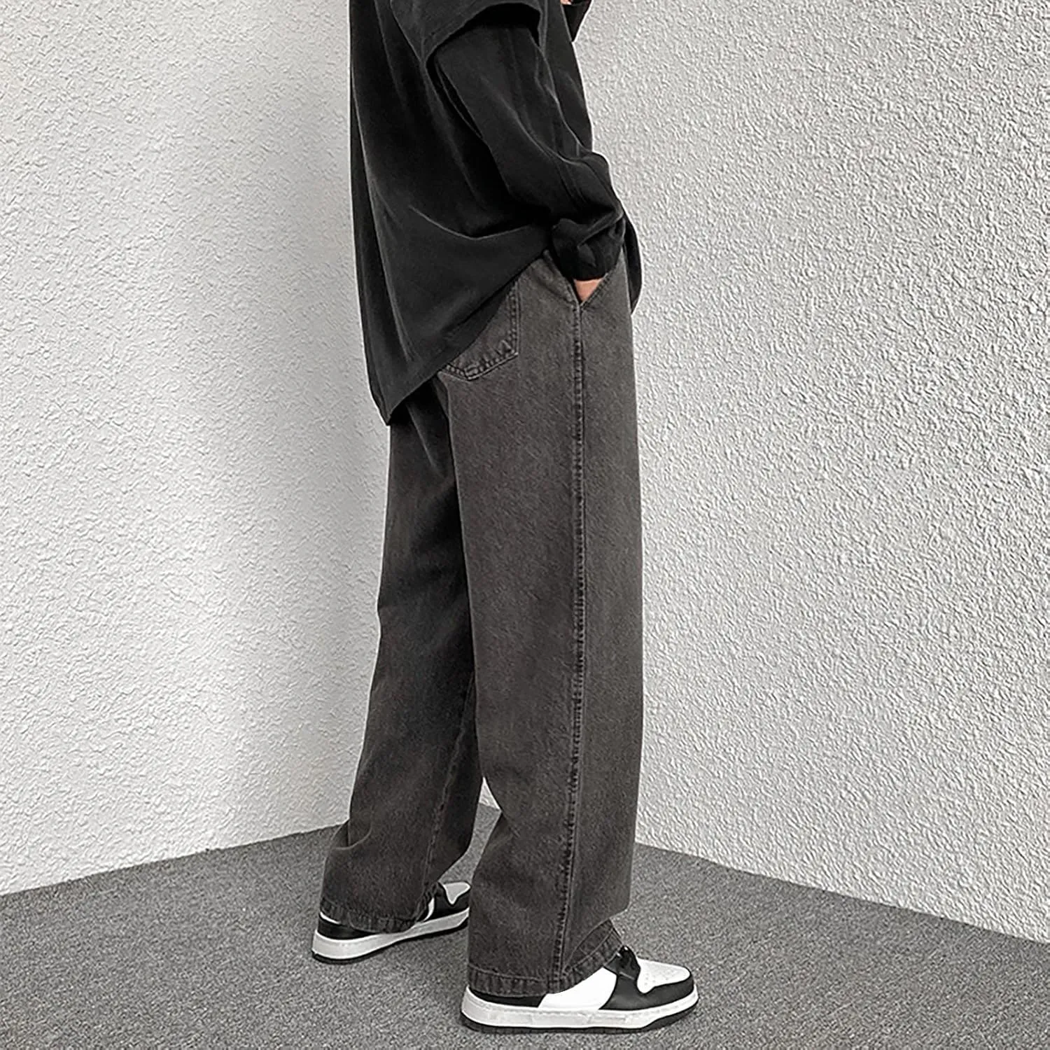 Men's Y2K Jeans Vintage Hip Hop Style Denim Pants Fashion Big Relaxed Fit Straight Leg Jeans Baggy Wide Leg Pants