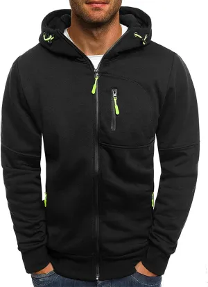 Mens Zip up Hoodie Casual Cotton Big and Tall Lightweight Work Sweatshirts Hoodies with Pockets