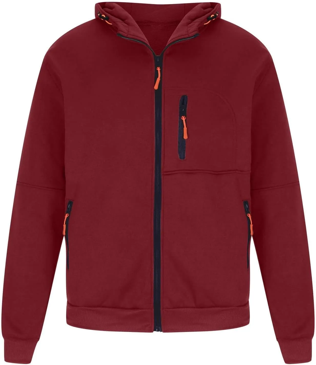 Mens Zip up Hoodie Casual Cotton Big and Tall Lightweight Work Sweatshirts Hoodies with Pockets