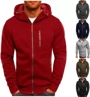 Mens Zip up Hoodie Casual Cotton Big and Tall Lightweight Work Sweatshirts Hoodies with Pockets