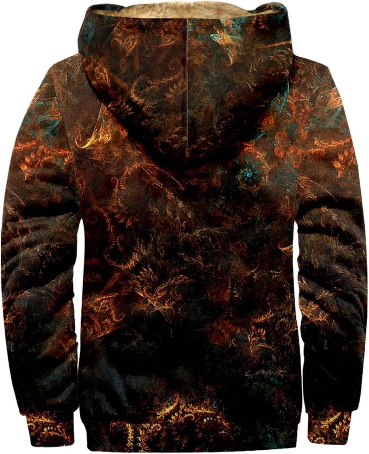 Mens Zipper Winter Dressy Sweatshirt Thickened Fleece Button Jacket Long Sleeve Print Double Insert Pocket Cotton Coat