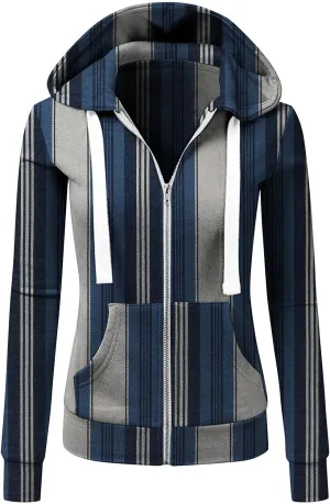Mmoneyake Women Basic Lightweight Zip-Up Hoodie Long Sleeve Thin Sweatshirt Drawstring Casual Hooded Jacket Coat with Pockets