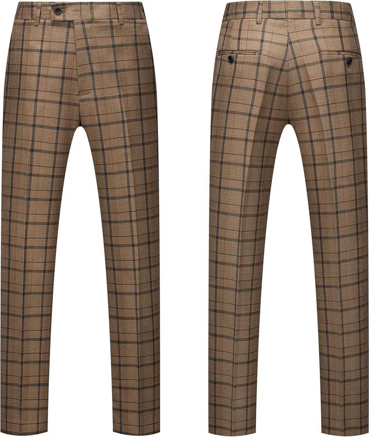 MOGU Mens 3-Piece Slim Fit Plaid Suit - Blazer, Vest, and Pants Set for Wedding, Prom, and Business