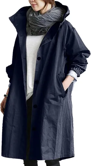 OIOLOYJM Trench Coat for Women 2024 Fall Rain Jacket Womens Waterproof with Hood Plus Size Outdoor Windbreaker Overcoat