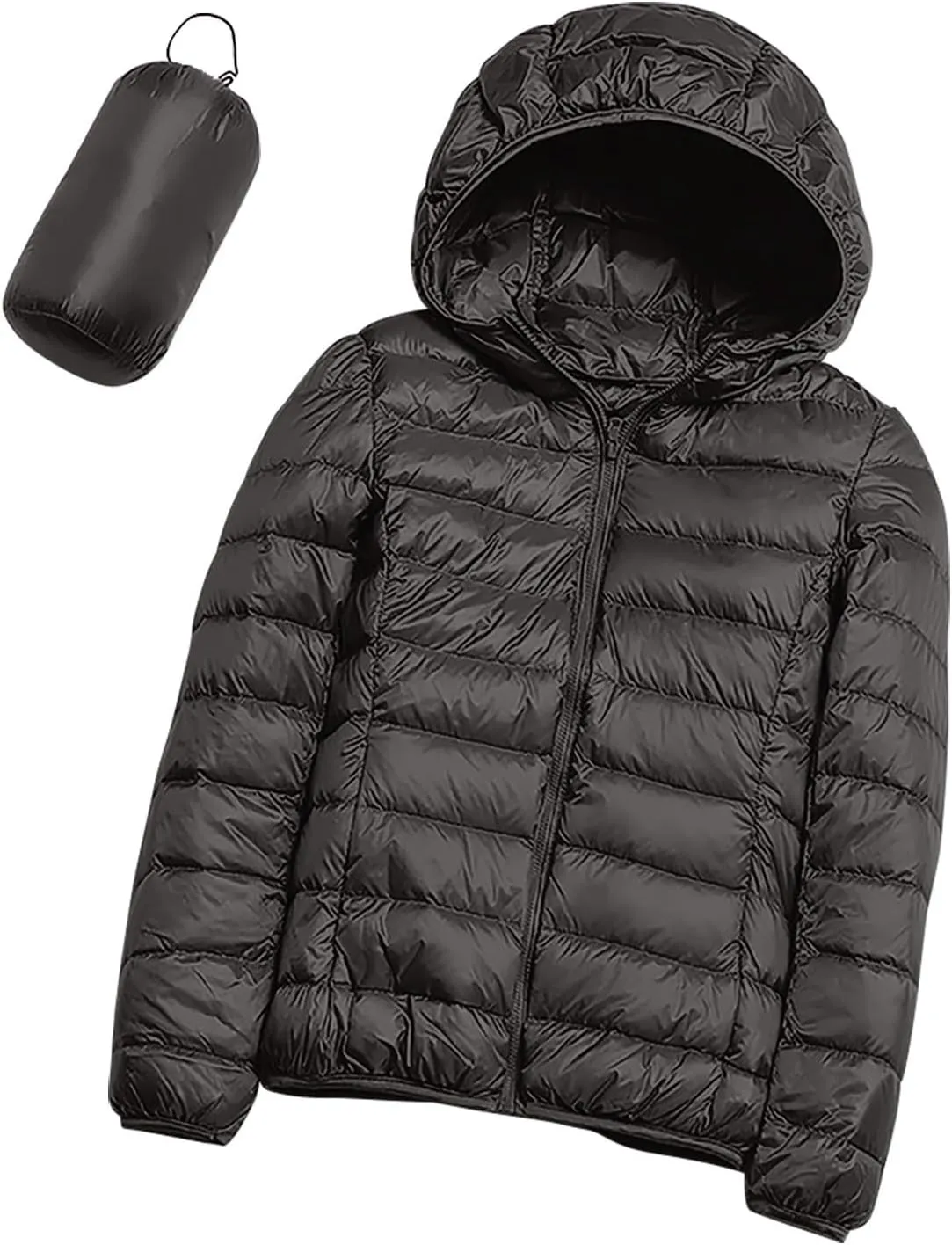 Packable Puffer Jacket Women Lightweight Winter Down Jacket with Hood Quilted Puffer Jacket Casual Full Zip Outerwear