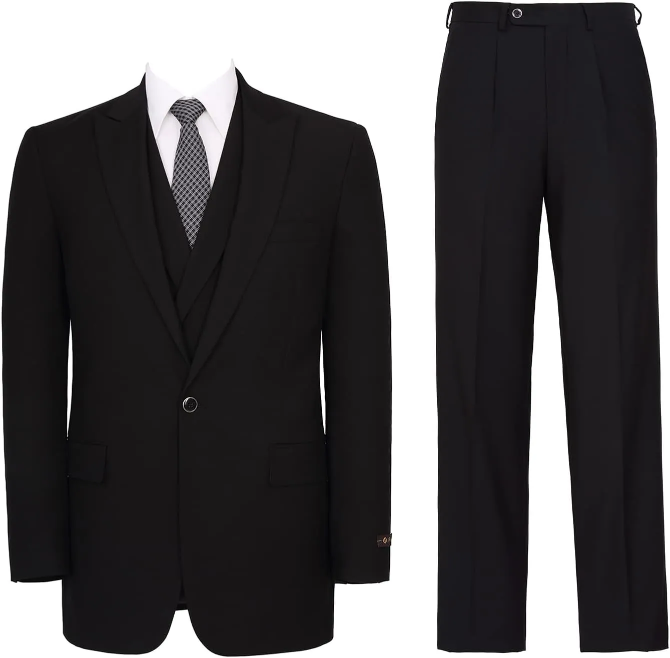 P&L Men's 3-Piece Classic Fit Dress Suits Tuxedo Blazer Jacket Tux Vest & Pants Set