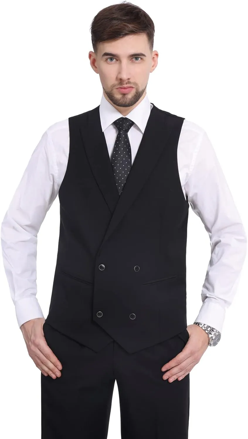 P&L Men's 3-Piece Classic Fit Dress Suits Tuxedo Blazer Jacket Tux Vest & Pants Set