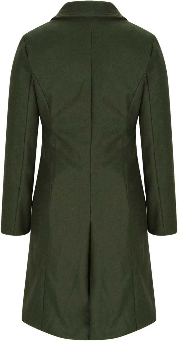 Pea Coats for Women Winter Coats Double Breasted Midi Long Coat Wool Blend Jackets Peacoat Trench Coat Fall Outerwear