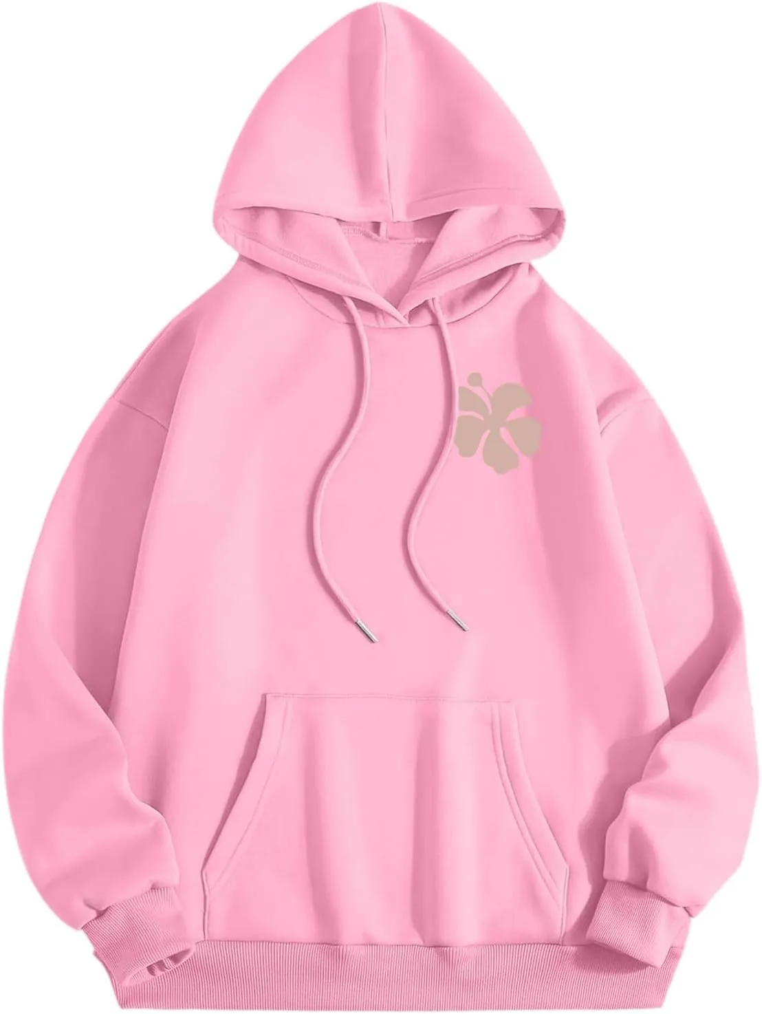 Pink Hoodie for Teen Girls Long Sleeve Preppy Casual Graphic Sweatshirts Drawstring Pullover Cute Oversized Hoodie