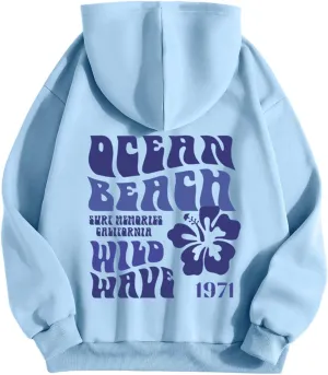 Pink Hoodie for Teen Girls Long Sleeve Preppy Casual Graphic Sweatshirts Drawstring Pullover Cute Oversized Hoodie