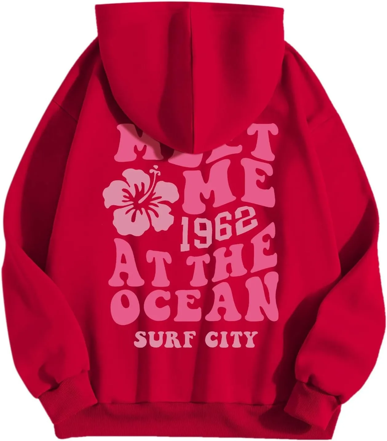 Pink Hoodie for Teen Girls Long Sleeve Preppy Casual Graphic Sweatshirts Drawstring Pullover Cute Oversized Hoodie