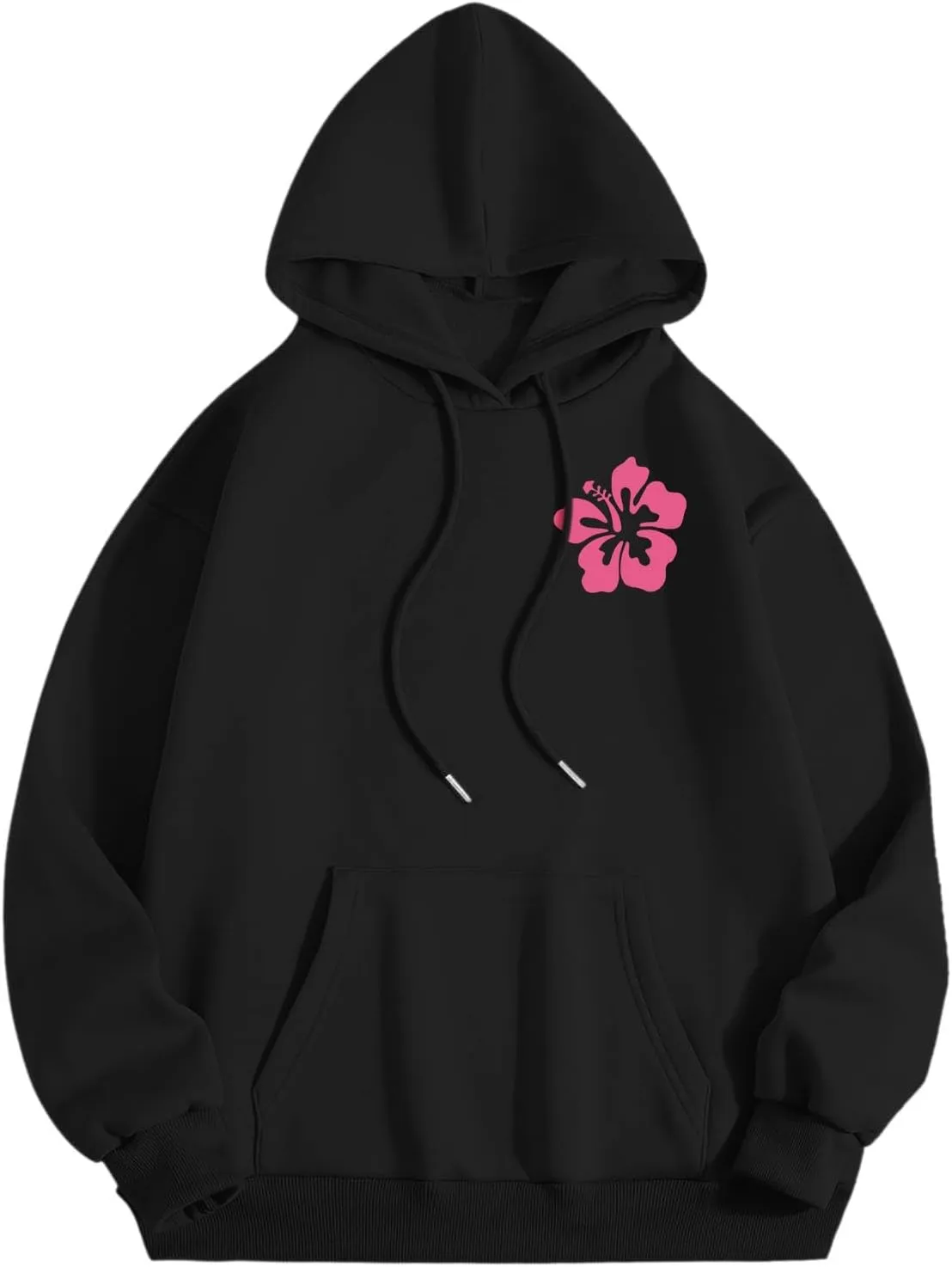 Pink Hoodie for Teen Girls Long Sleeve Preppy Casual Graphic Sweatshirts Drawstring Pullover Cute Oversized Hoodie