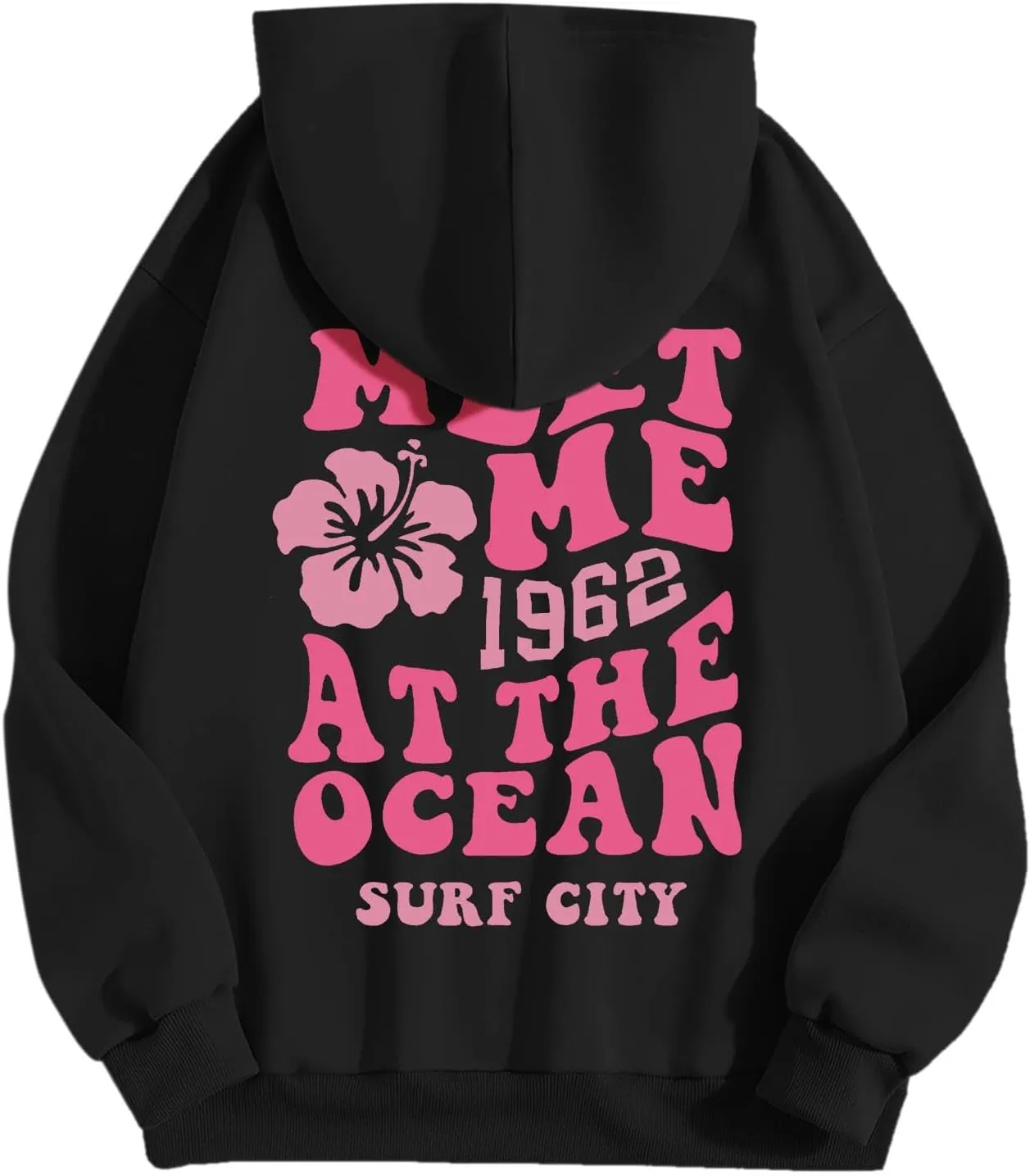 Pink Hoodie for Teen Girls Long Sleeve Preppy Casual Graphic Sweatshirts Drawstring Pullover Cute Oversized Hoodie