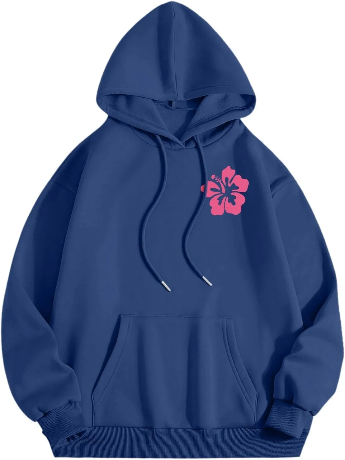 Pink Hoodie for Teen Girls Long Sleeve Preppy Casual Graphic Sweatshirts Drawstring Pullover Cute Oversized Hoodie
