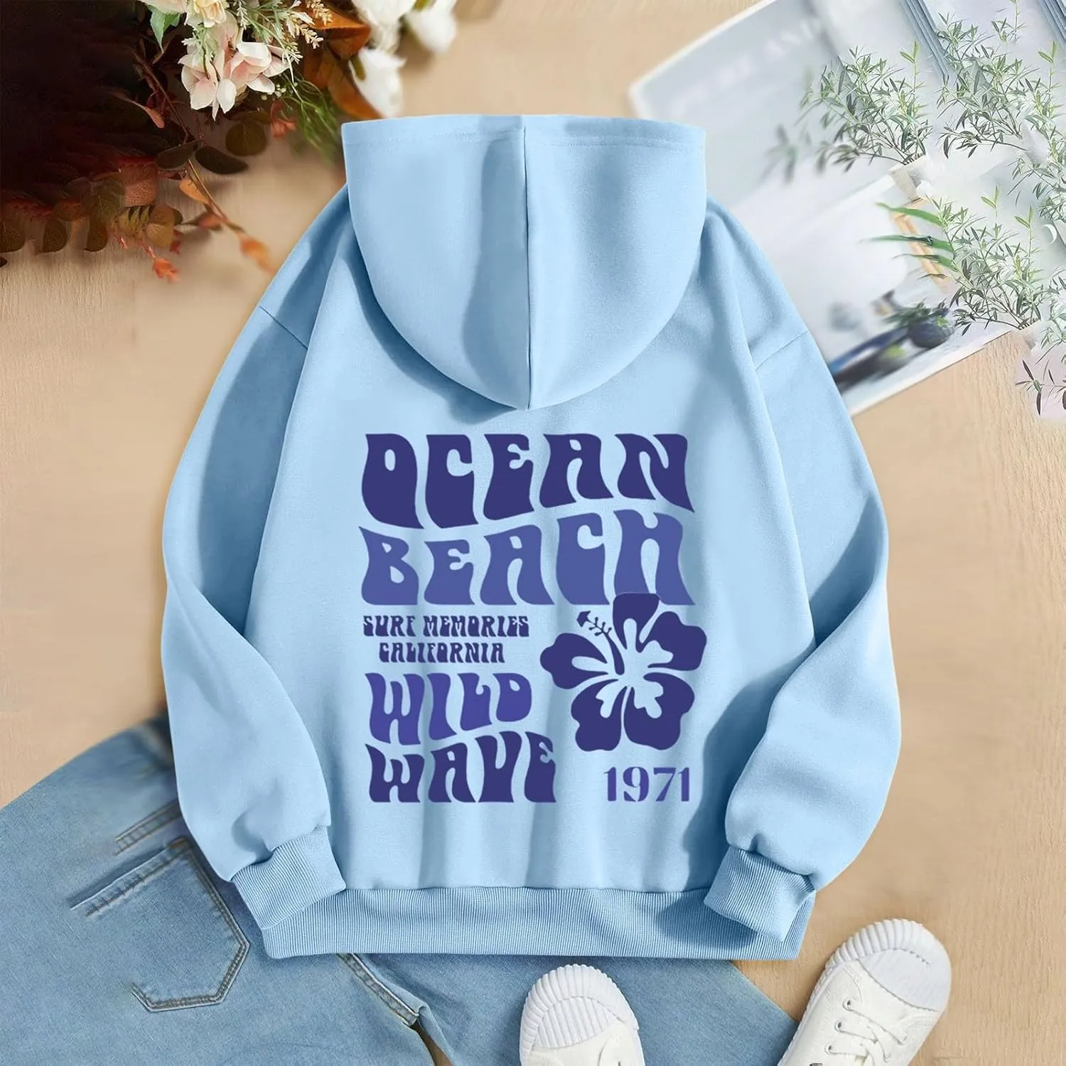 Pink Hoodie for Teen Girls Long Sleeve Preppy Casual Graphic Sweatshirts Drawstring Pullover Cute Oversized Hoodie