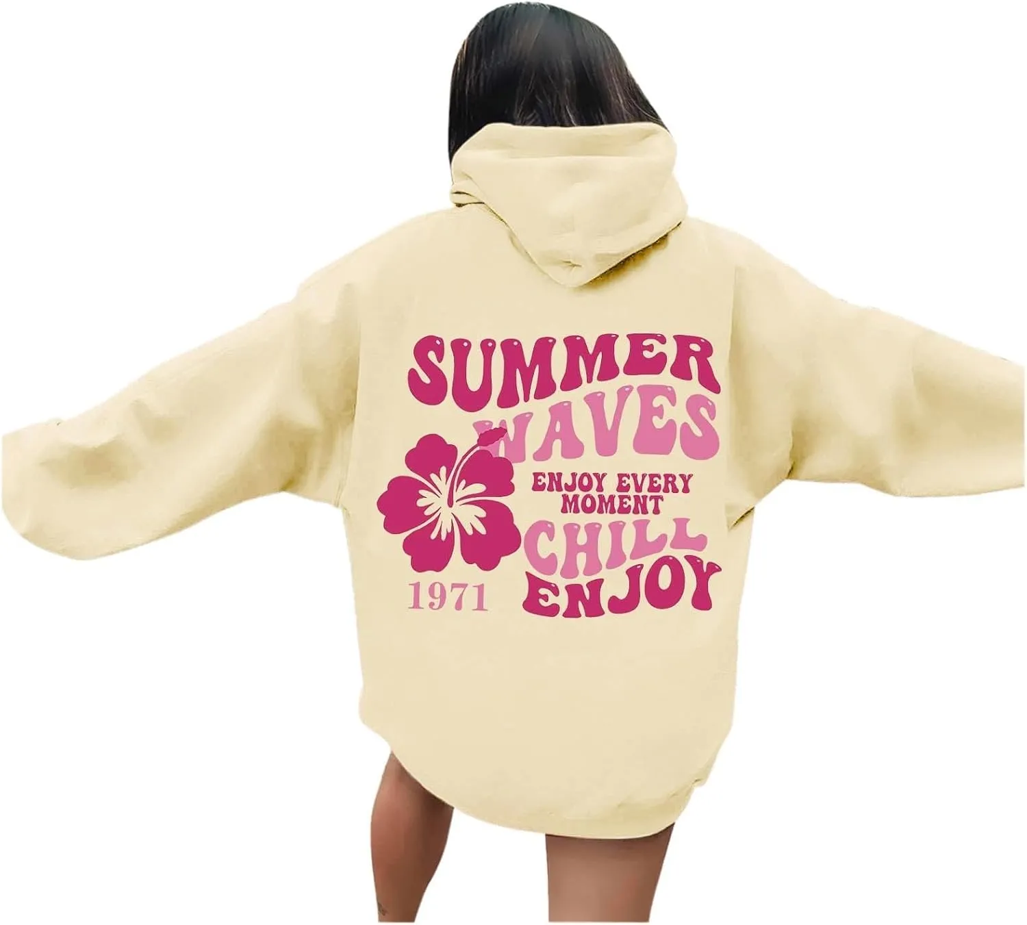 Pink Palm Hoodie Womens Long Sleeve Sweatshirt Trendy Graphic Drawstring Pullover Fall Outfits Y2k Preppy Clothes